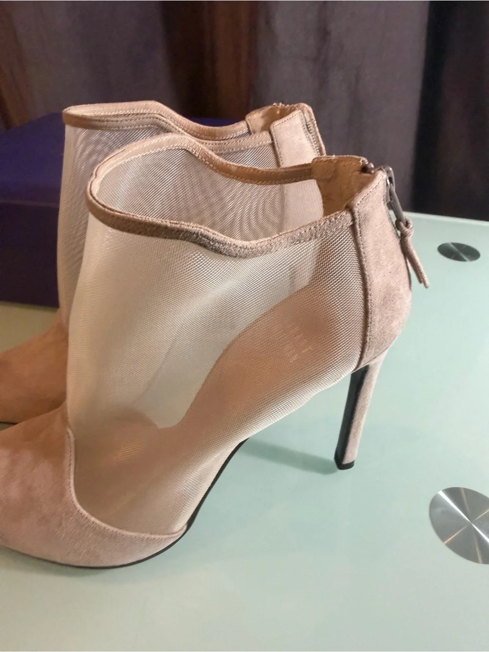 Stuart Weitzman Pink Suede & Mesh Pointed-Toe Ankle Boots